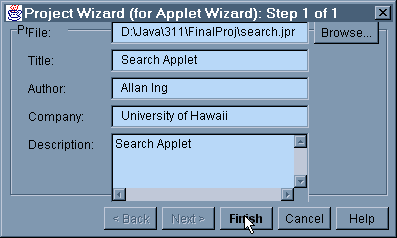 Project Wizard dialog box